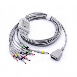 Marquette GEMS 10 lead wire ECG/EKG Cable Banana Type Hellige MicroSmart MAC500, MAC1100, MAC1200, with 10K resistance